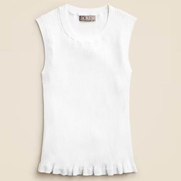 J. Crew Ruffle-trim shell tank top in premium ultra-fine cotton Size XL - Picture 2 of 8